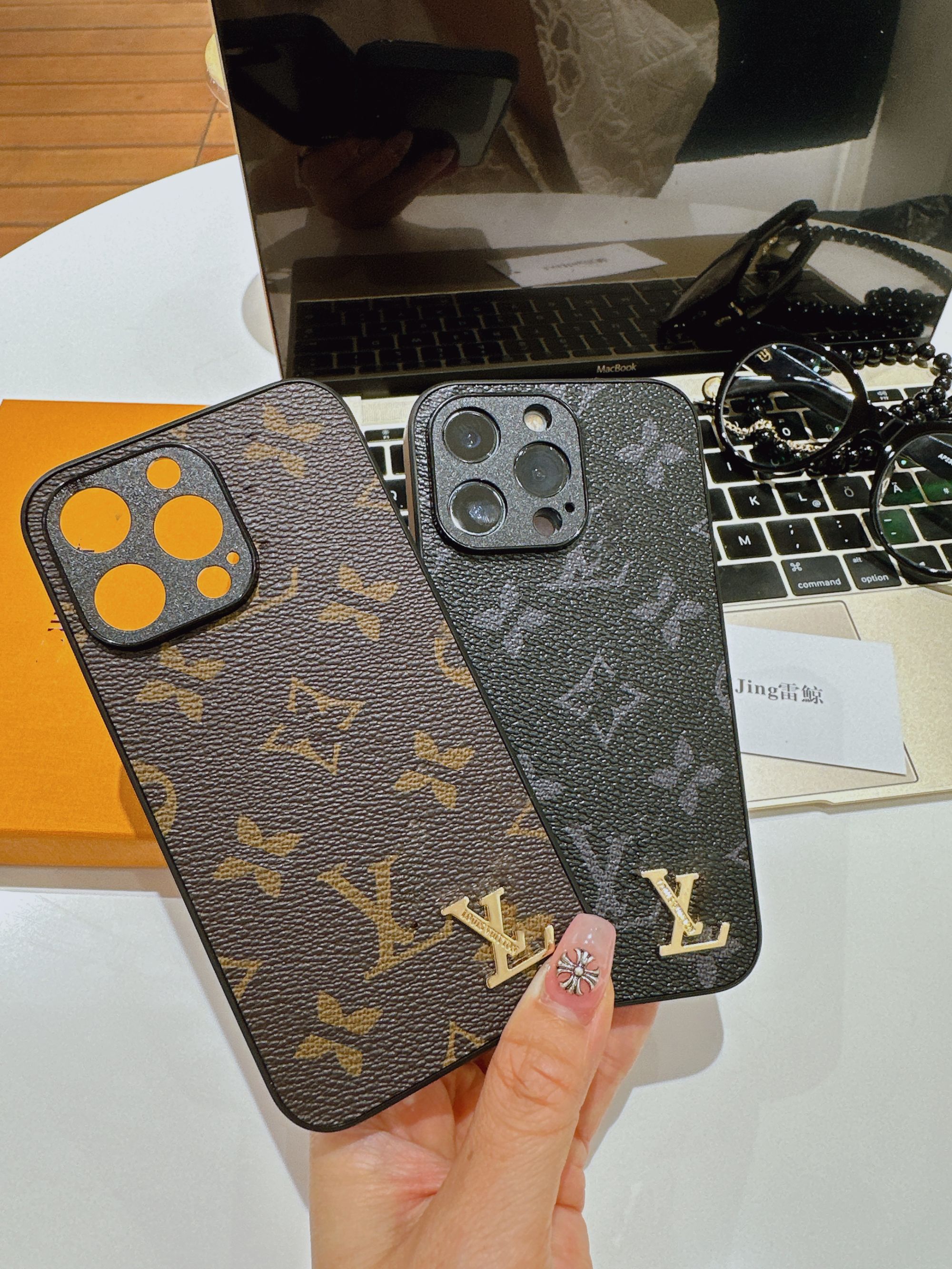 经典老花皮质适用苹果15promax手机壳14pro防摔iPhone13欧美12潮