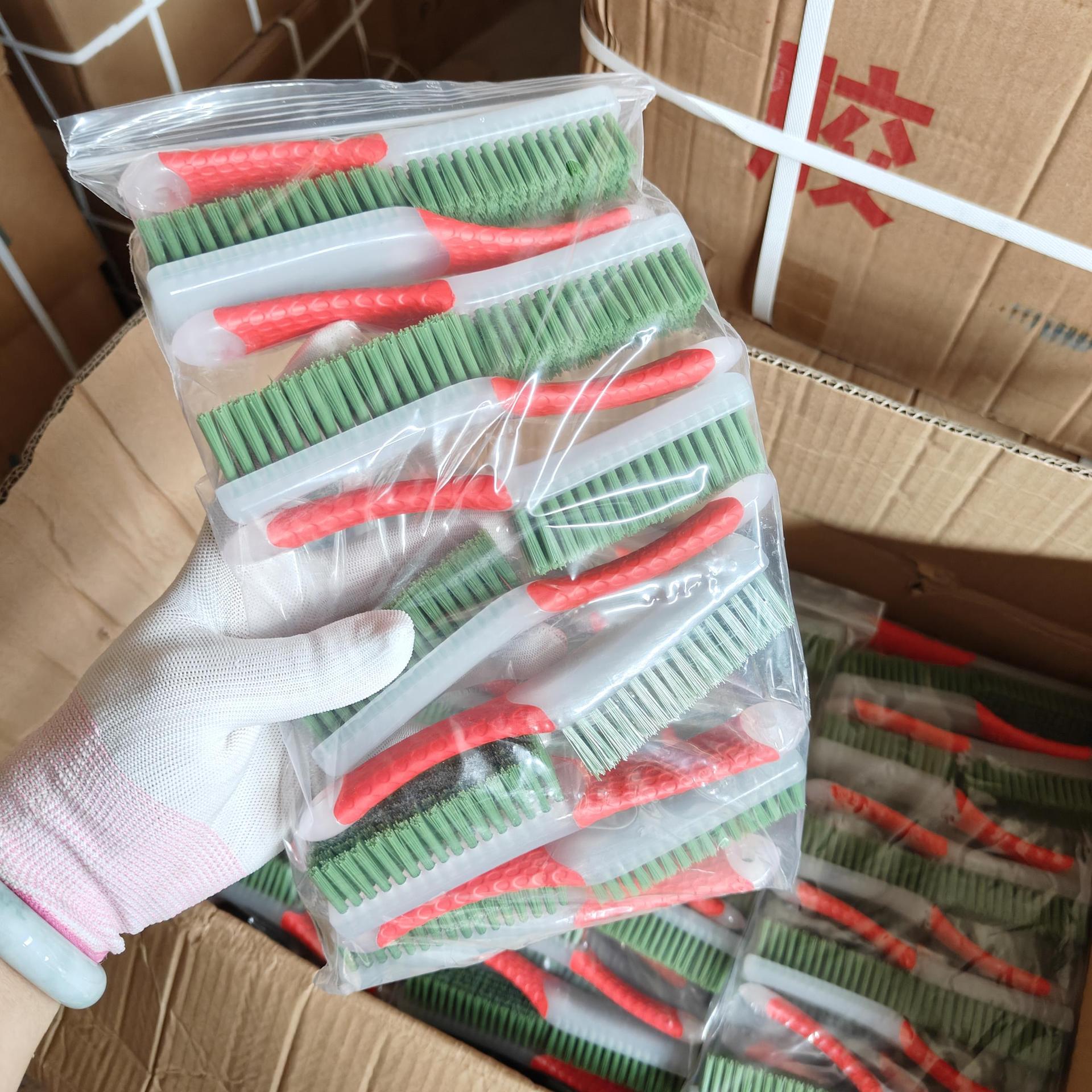 尼龙金刚菩提清理刷子绿丝红中硬纳米刷核桃透明柄鞋杜邦丝刷硅胶