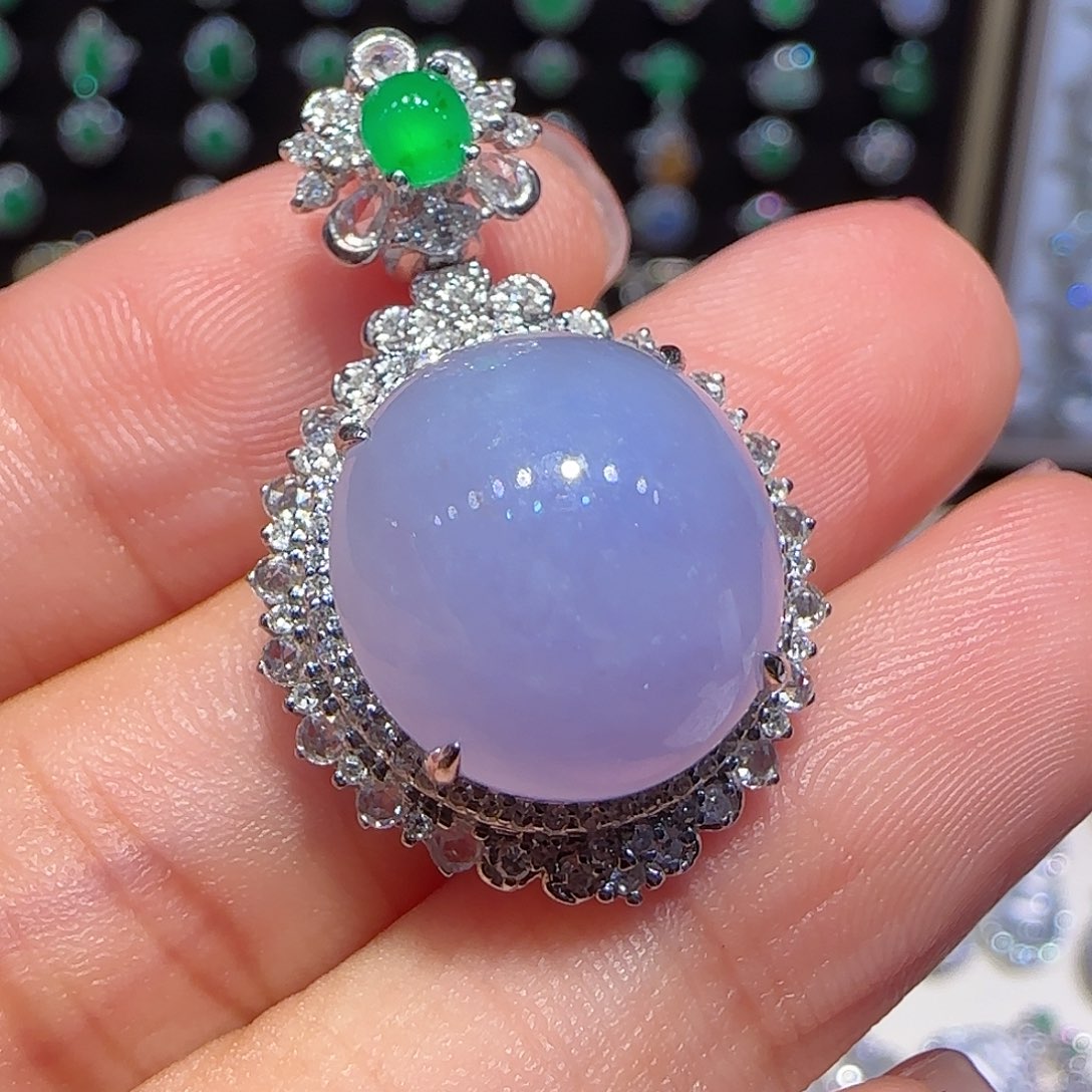 翡翠吊坠(不含链)18K金镶嵌吊坠