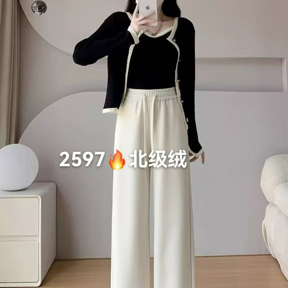 2597阔腿裤冬加厚高腰显高直筒保暖裤