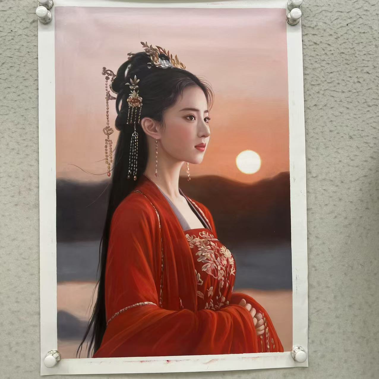 林彦新-***神仙姐姐-日出 -约60*90厘米-手绘油画-麻布