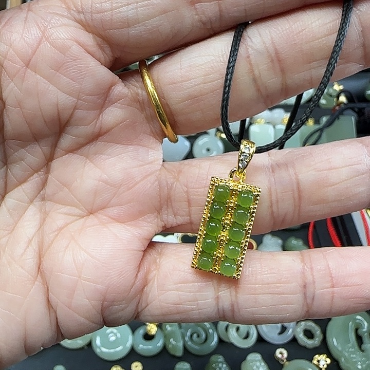 和田玉吊坠(不含链)银S925镶嵌