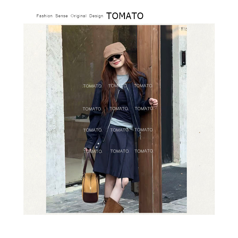 TomaTo-星夜褶裥 -时尚百搭百褶半身裙气质五分裙中裙C25Q78215