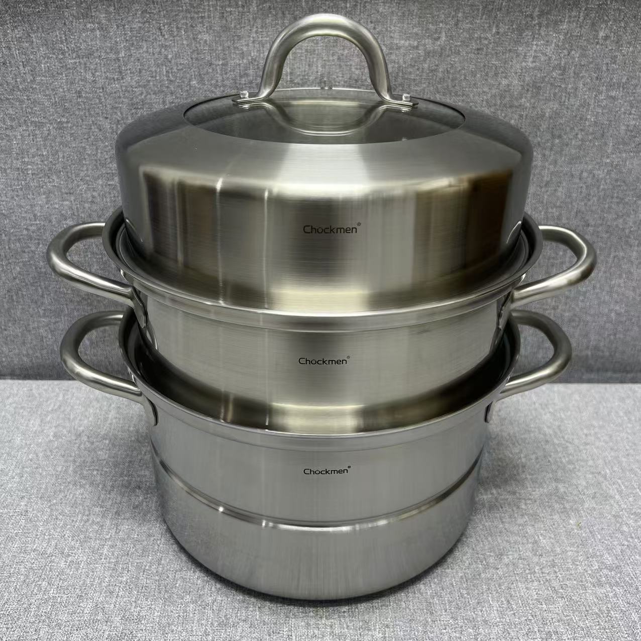 3-020-2 chockmen  磨砂三层蒸锅 口径28cm 容量10L 重约4.82KG