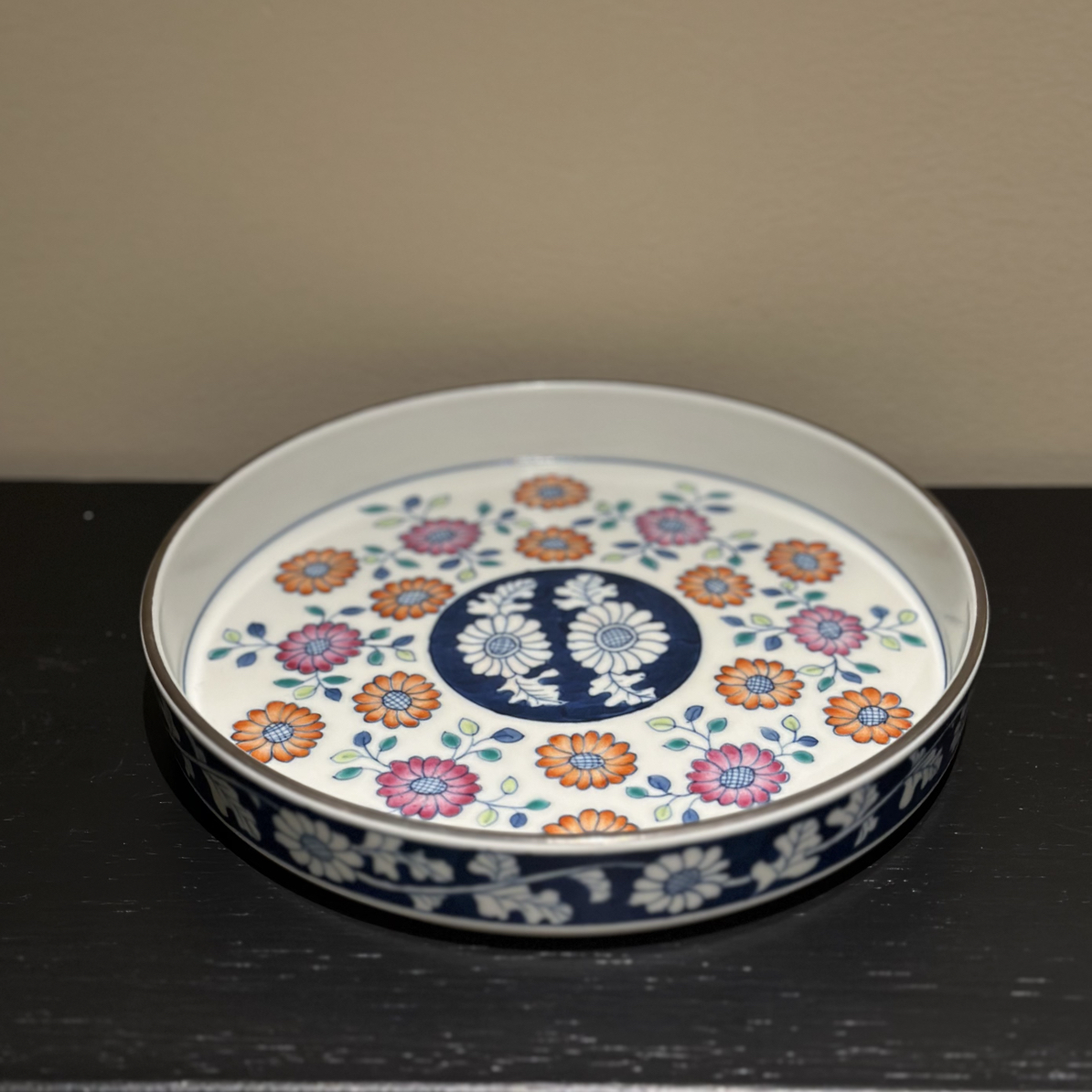 【雨溪山房】枢府釉 红绿彩瓜雏菊花海壶承