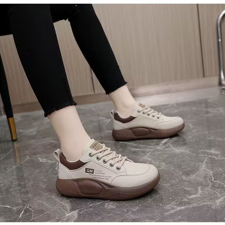 运动舒适厚底平跟胶粘时尚休闲鞋休闲风防滑时尚复古