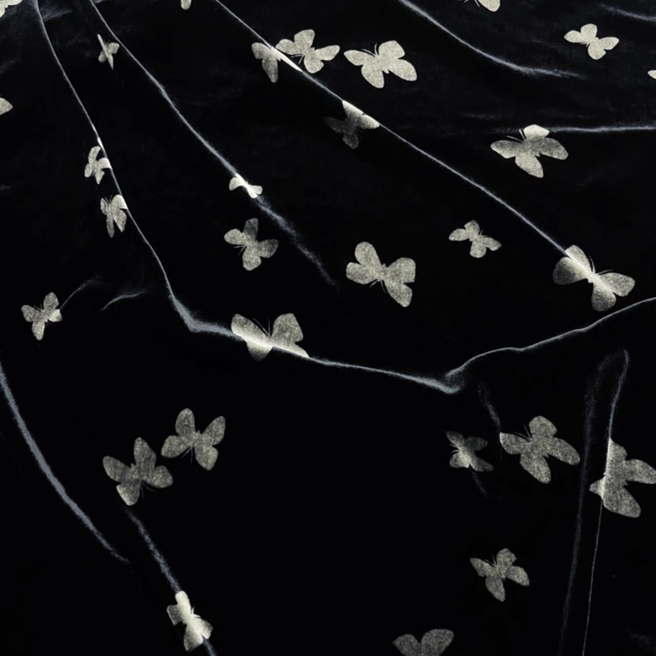 蝴蝶结桑蚕丝绒真丝绒布料，定制商品不支持七天无理由