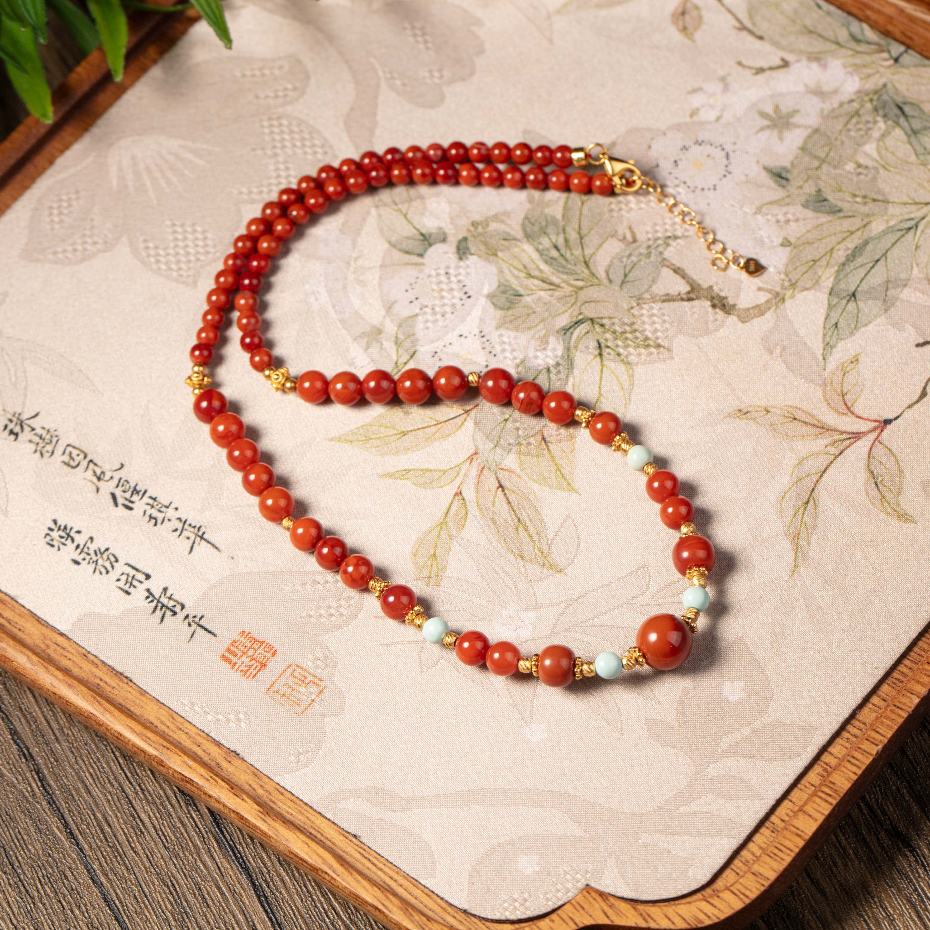 南红设计款圆珠项链多样性发一约3-9mm#B1591845