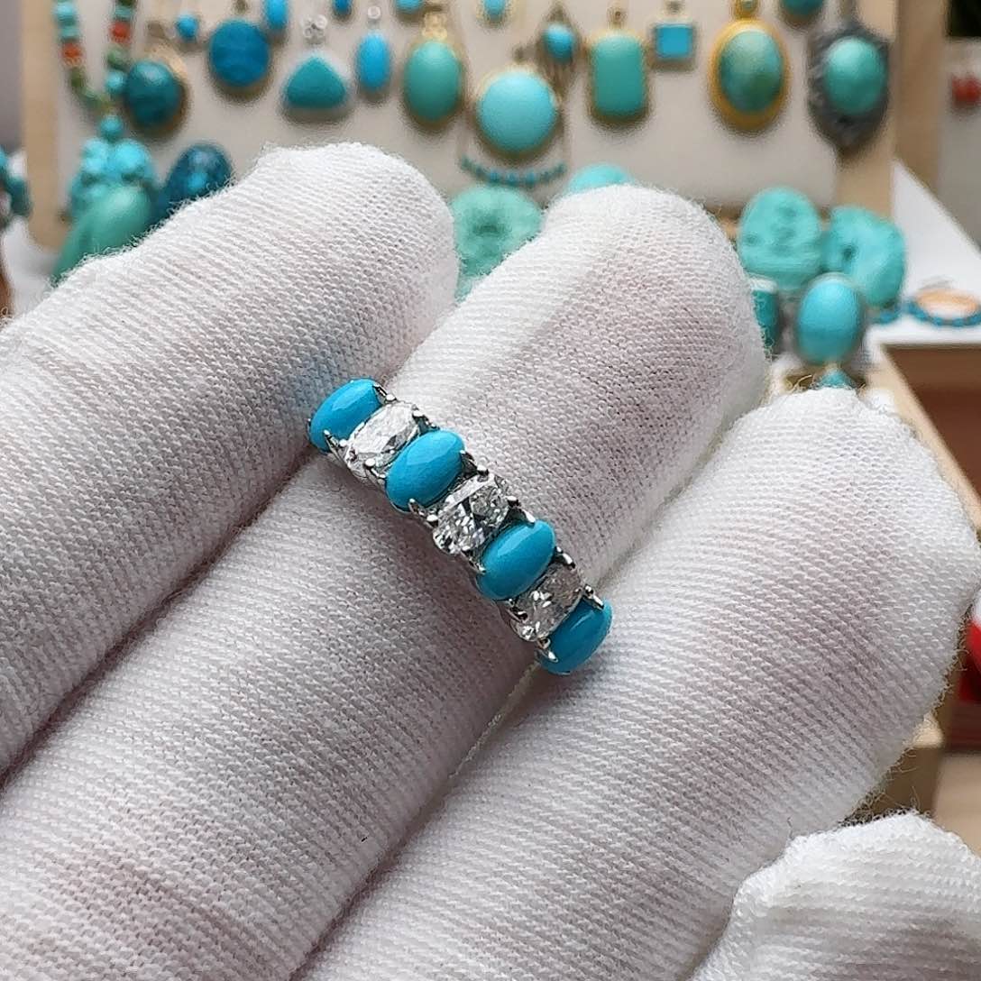 绿松石珠宝奇石银S925镶嵌