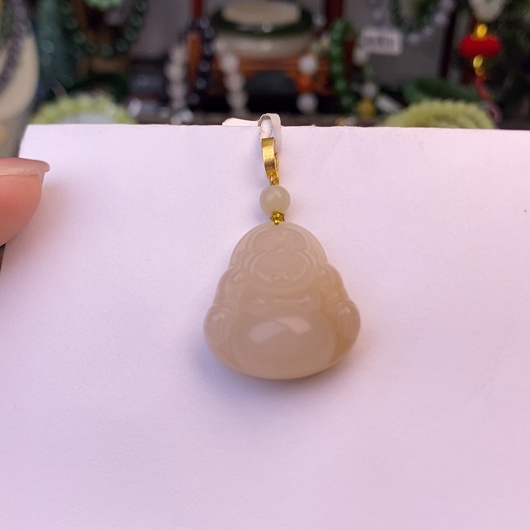 和田玉红粉熟藕粉佛公清货未镶嵌