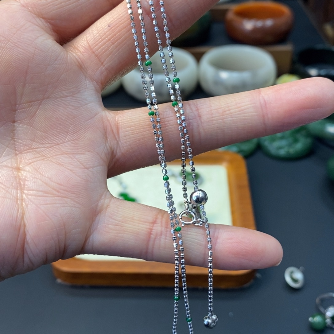 和田玉银S925镶嵌颈饰