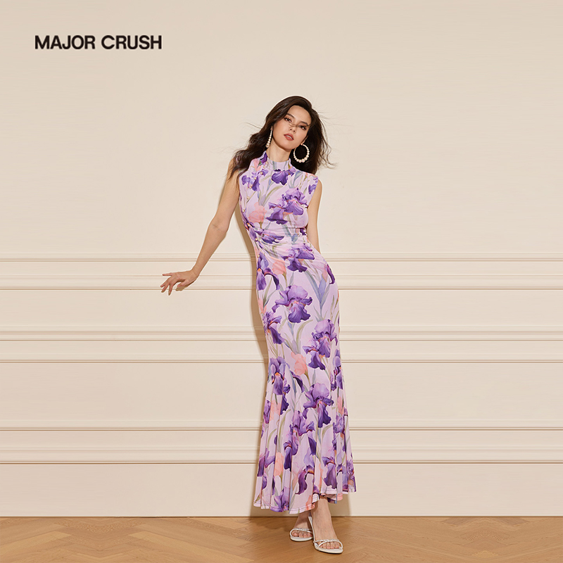 MAJOR CRUSH早秋新款优雅花信絮语国风新中式气质旗袍显瘦7162