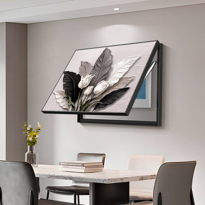 2025新款黑白配电箱电闸遮挡挂画弱电箱壁画现代简约电表箱装饰画