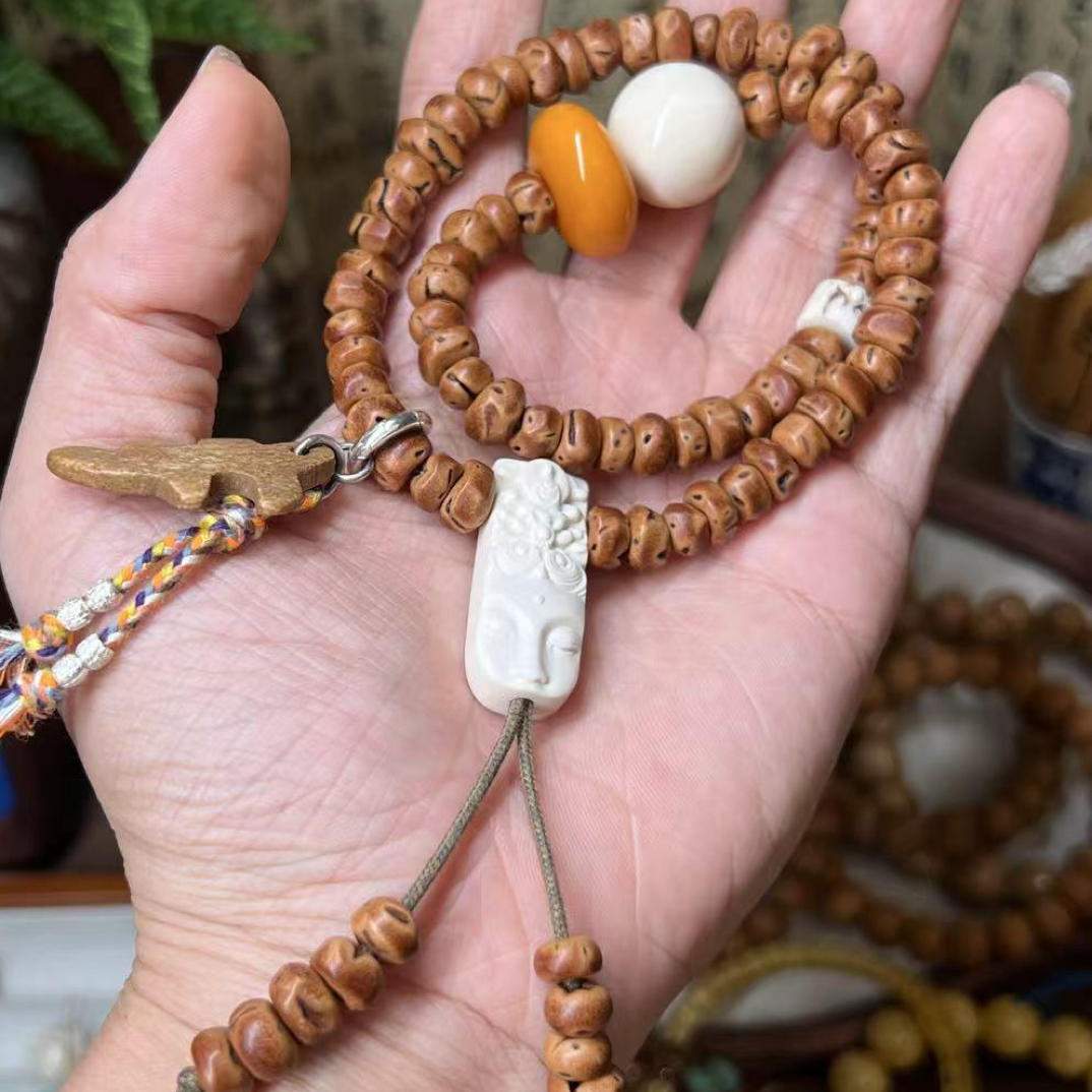 「高品寒露蜜随形」｜半面佛 原创设计双圈手串