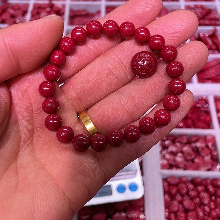 天然辰砂紫金砂8毫米22颗加马豆子不要配饰