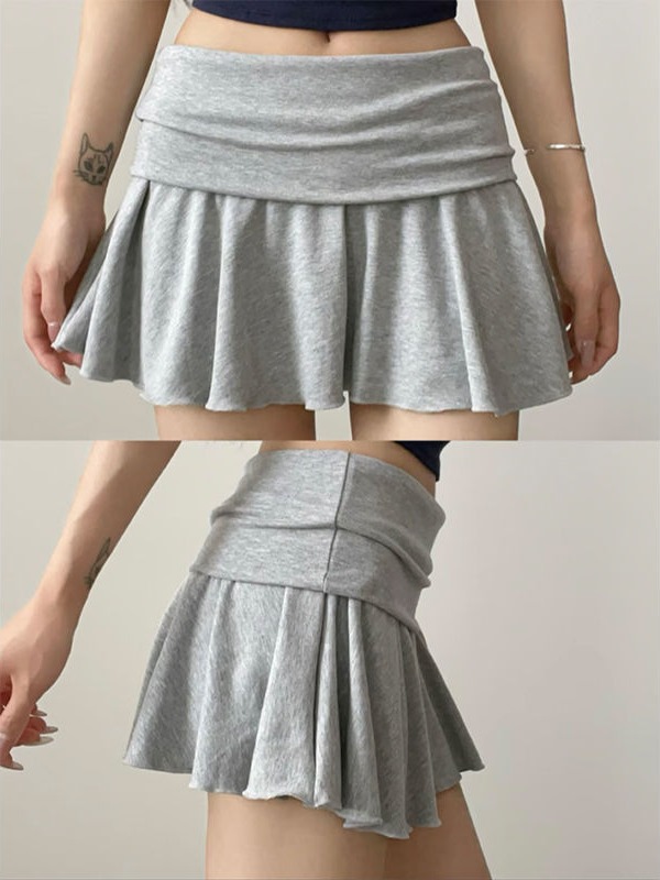 灰色辣妹运动短裙女夏2025新款高腰显瘦百褶裙小个子防走光网球裙