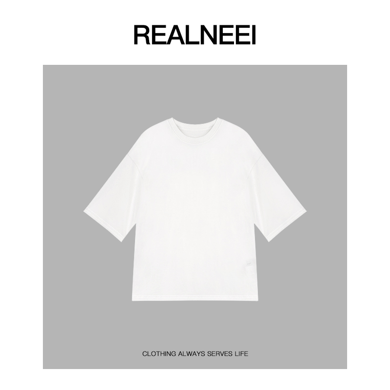 REALNEEI【自由云端】极简棉感纯色基础舒适主义短袖圆领T恤21915