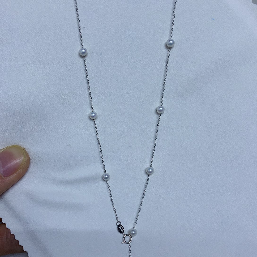 银S925镶嵌套链淡水珍珠4-5