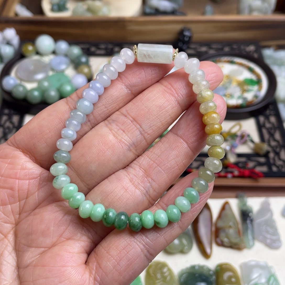 翡翠手链未镶嵌渐变色手链