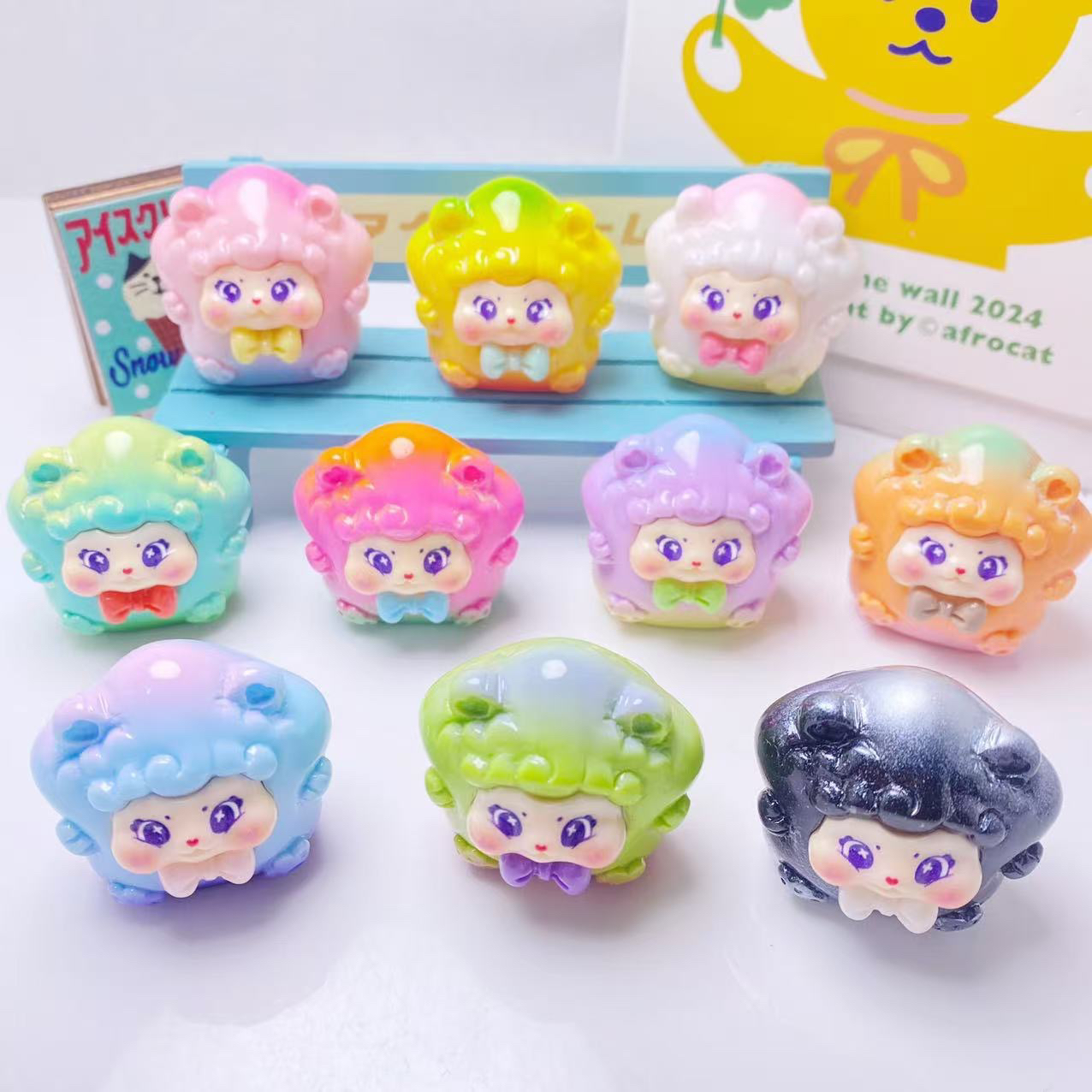 （许愿对对碰）立体实色渐变小熊diy饰品摆件