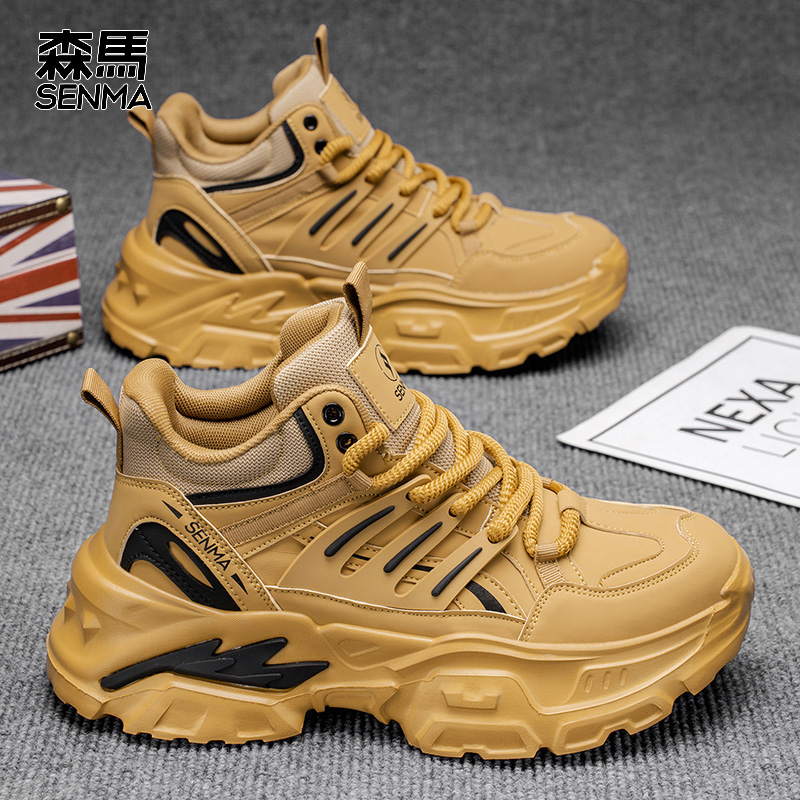 森马高帮男鞋2025秋季新款日常防滑厚底增高老爹鞋户外软底运动鞋