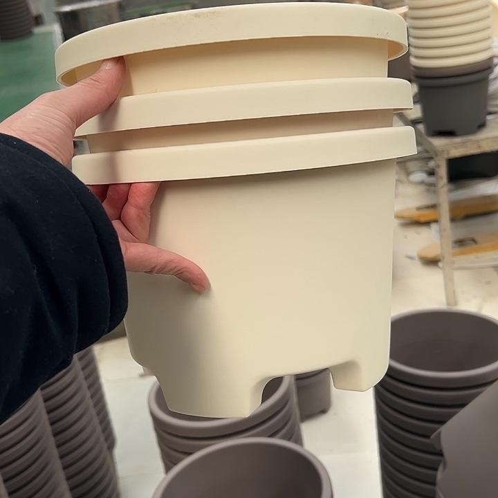 落灰米白圆球根26外径19高3个盆