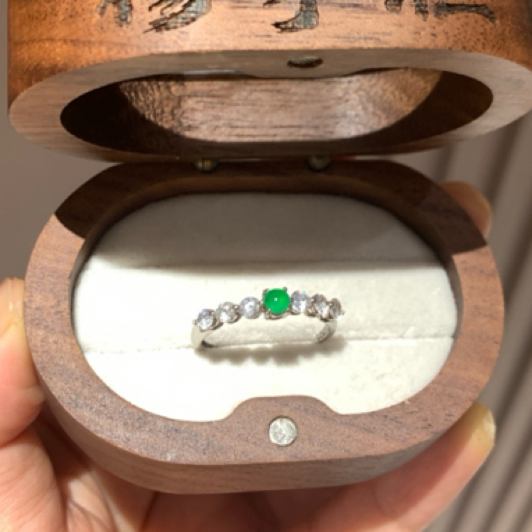 国标925银翡翠阳绿戒指