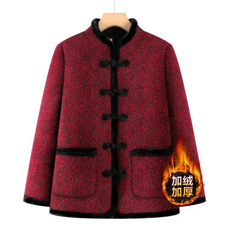 冬装妈妈装中老年女装复古中老年秋冬唐装民族风中式