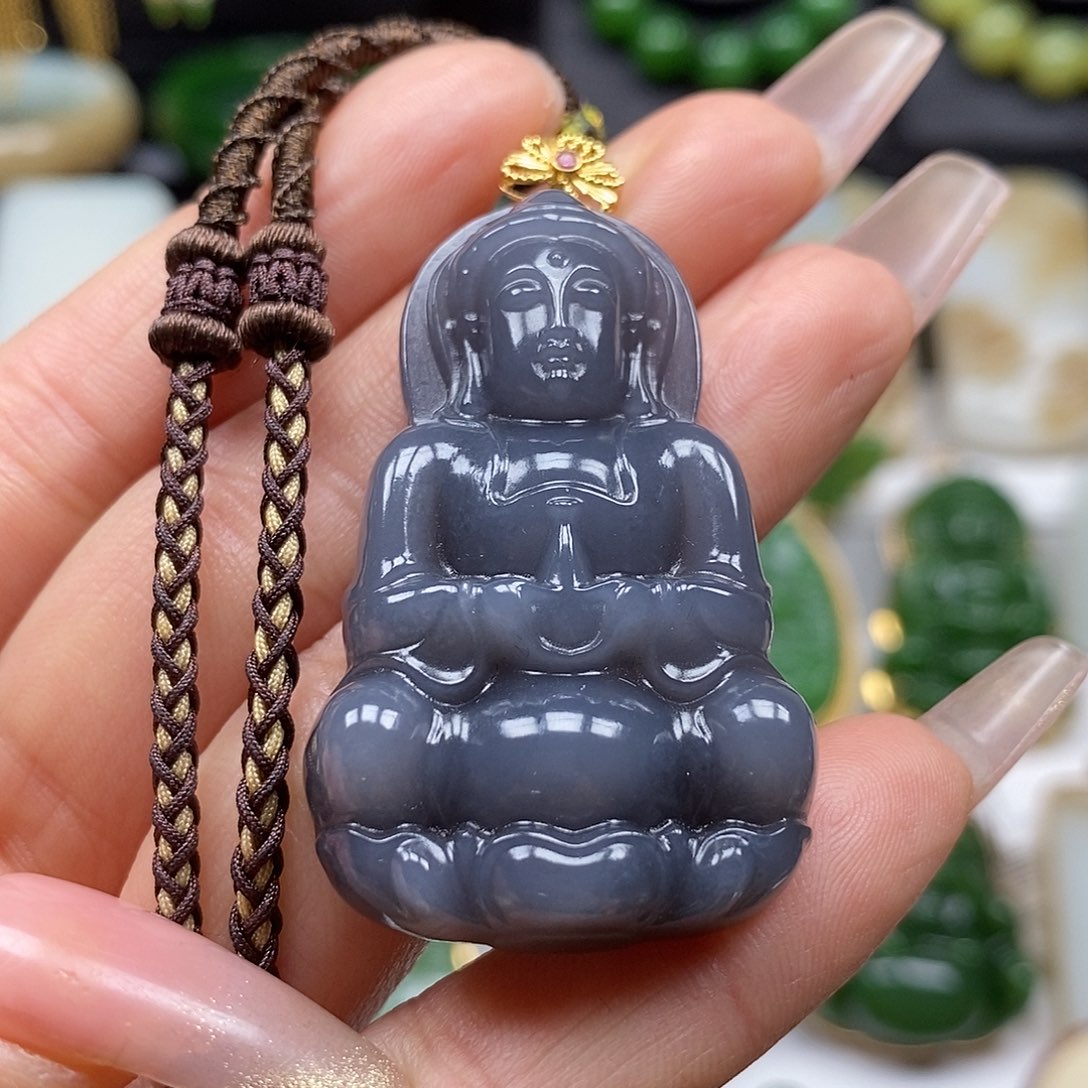 和田玉颈饰18K金镶嵌