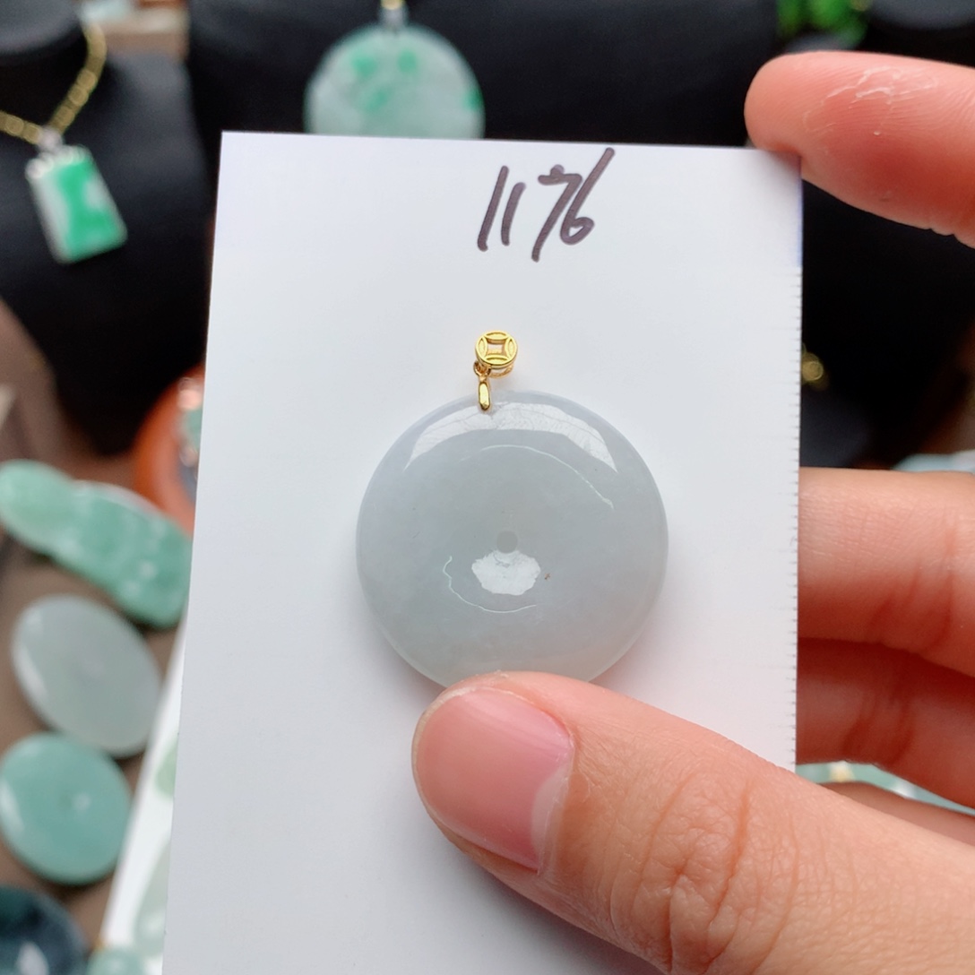 翡翠颈饰银S925镀金镶嵌吊坠