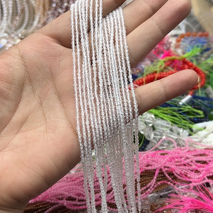 玛瑙/玉髓未镶嵌珠宝半成品一条2.5mm左右白水晶刻面