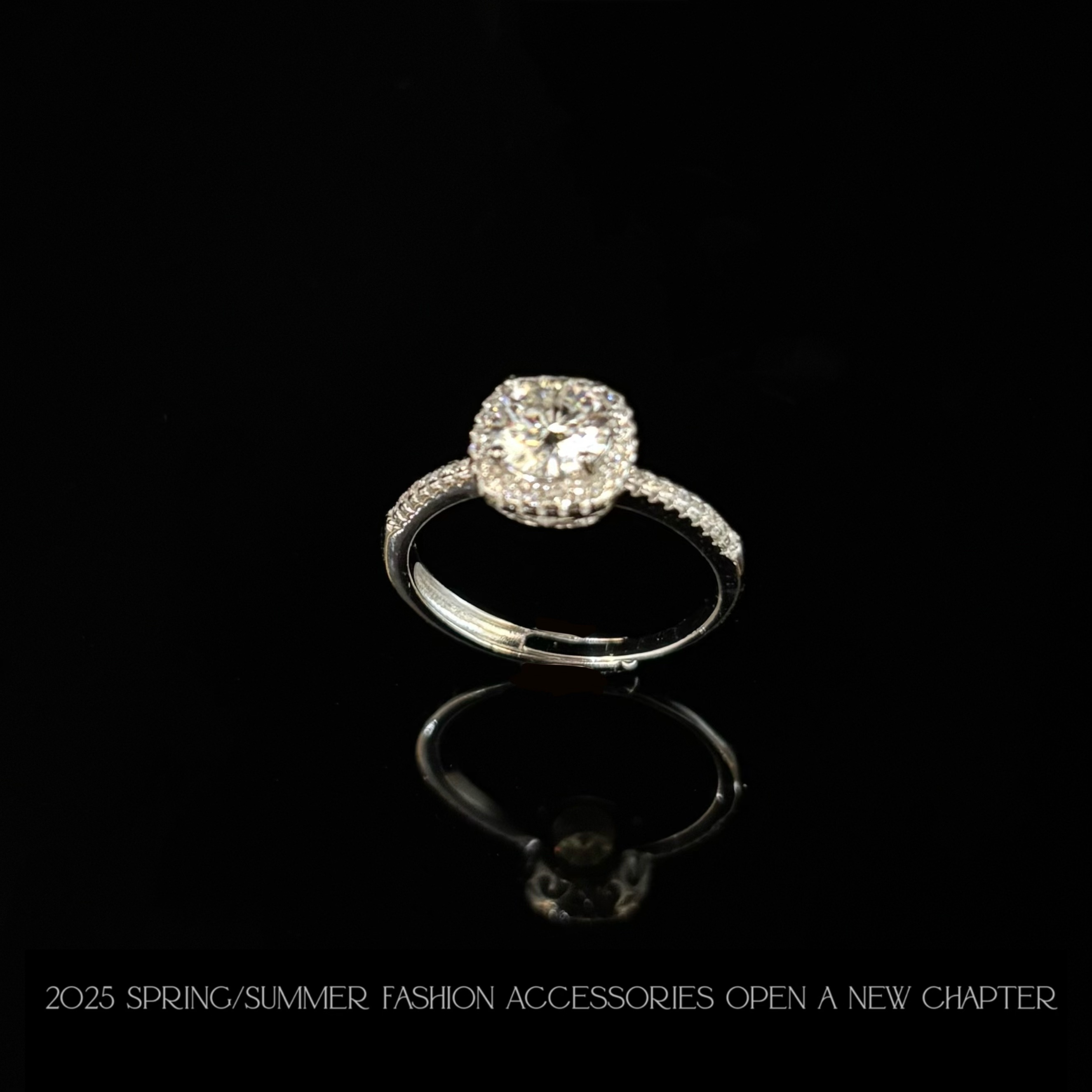 925银莫桑石戒指 镀K金 2025款C2463【爆闪方糖】BOBAOLI 戒指