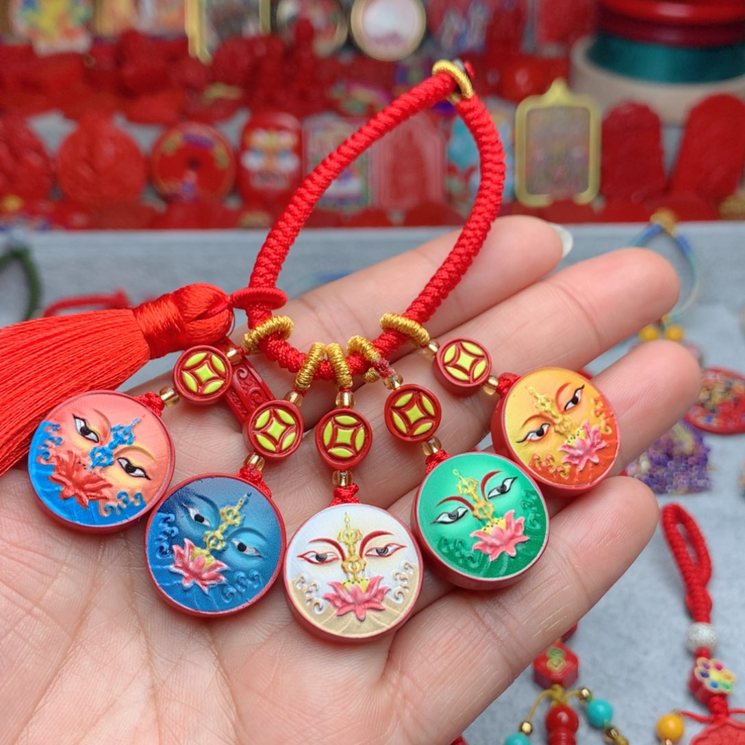 天然辰砂工艺品朱砂钥匙扣包包挂