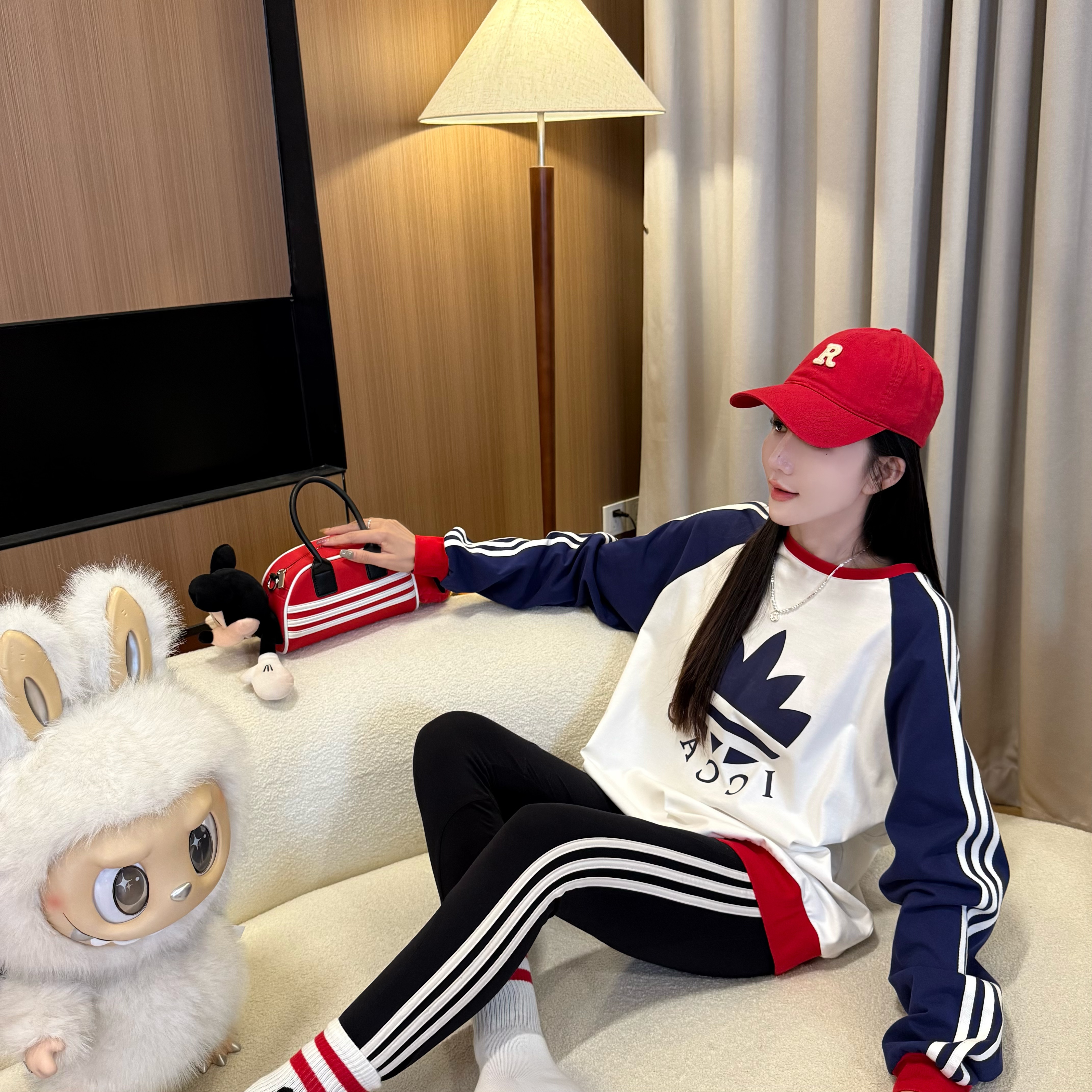 【遇见森林】印花复古时尚宽松圆领休闲情侣长袖T恤22278-10-coco