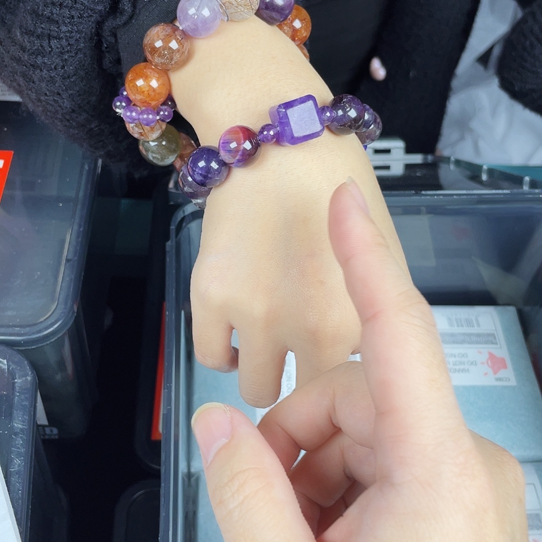 银S925镀金镶嵌手串水晶