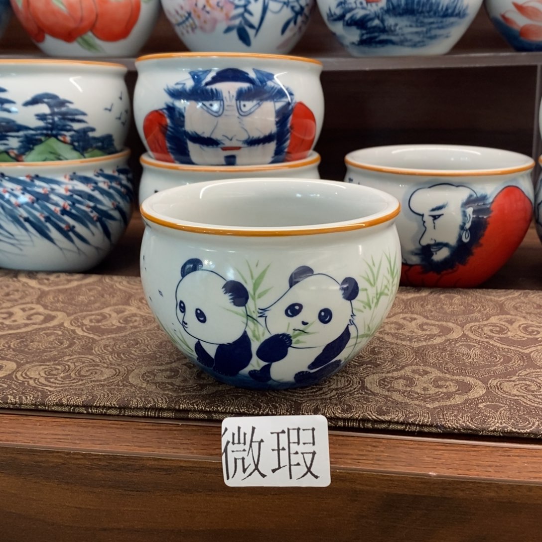 微瑕釉下彩纯手绘手工绘制
