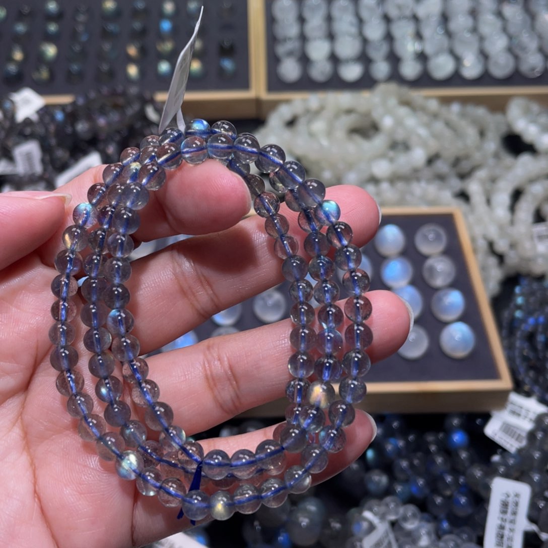 拉长石手链未镶嵌秦*之灰月光手链多圈5mm+