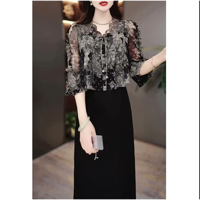 L8385 洋气百搭气质高级感女装2025年春夏新款中长款连衣裙