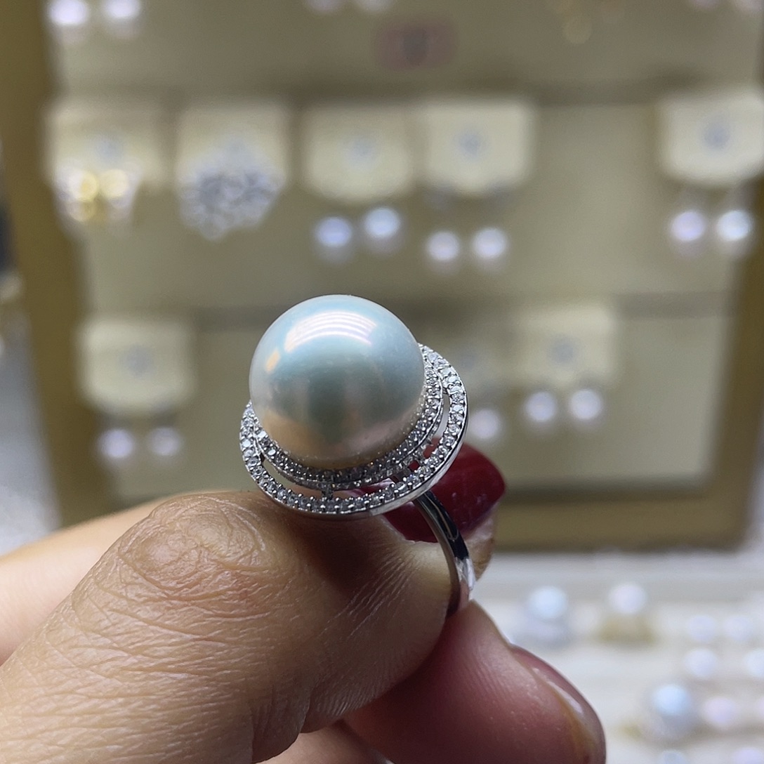 淡水珍珠戒指银S925镶嵌