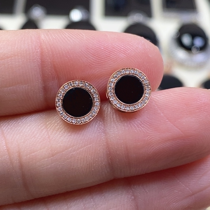 翡翠耳饰18K金镶嵌缅甸天然翡翠墨翠