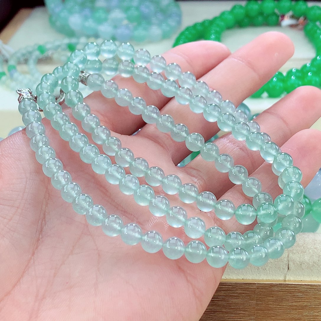 翡翠未镶嵌手链晴钢项链