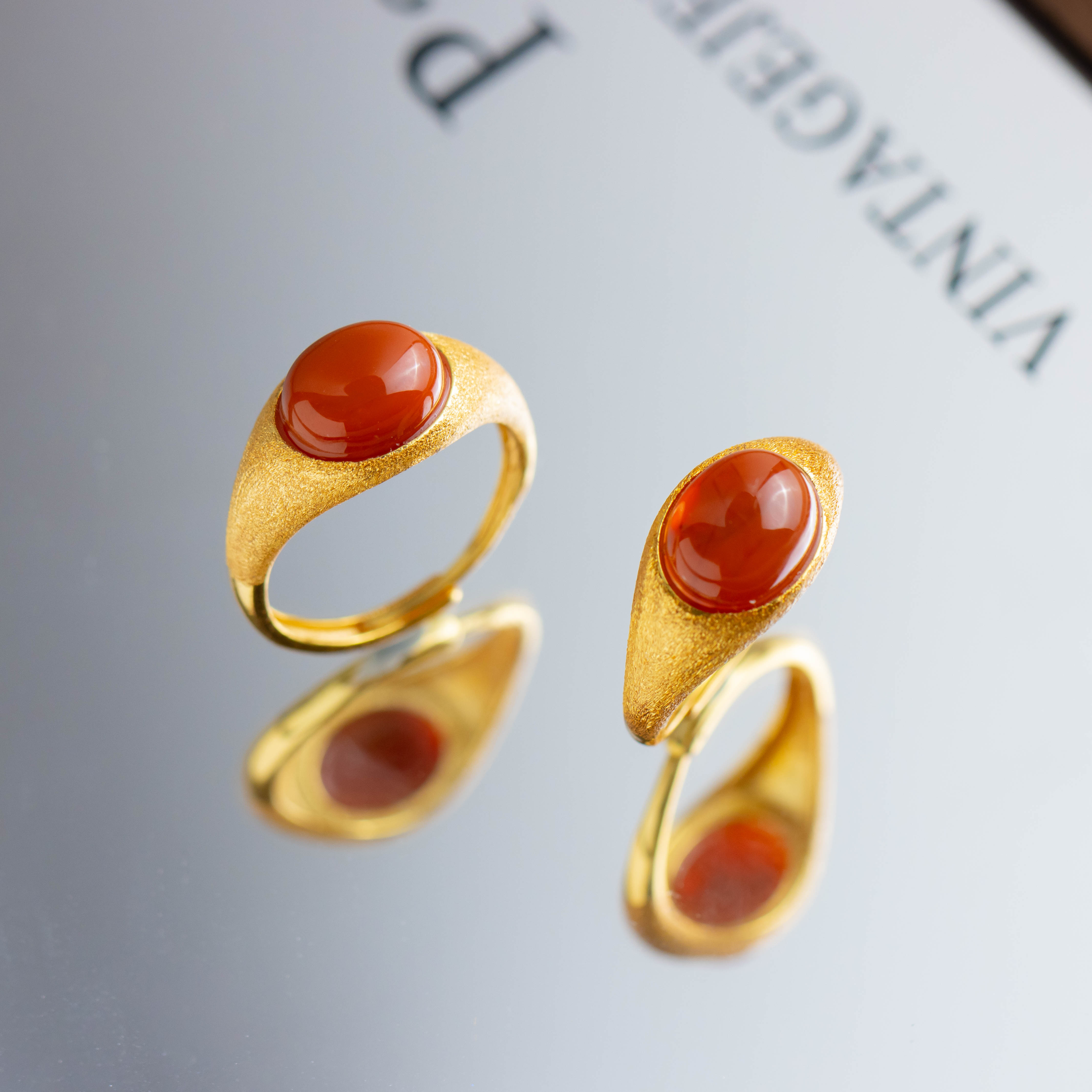 南红拉丝蛋面S925银戒指（多样性发货发其一）