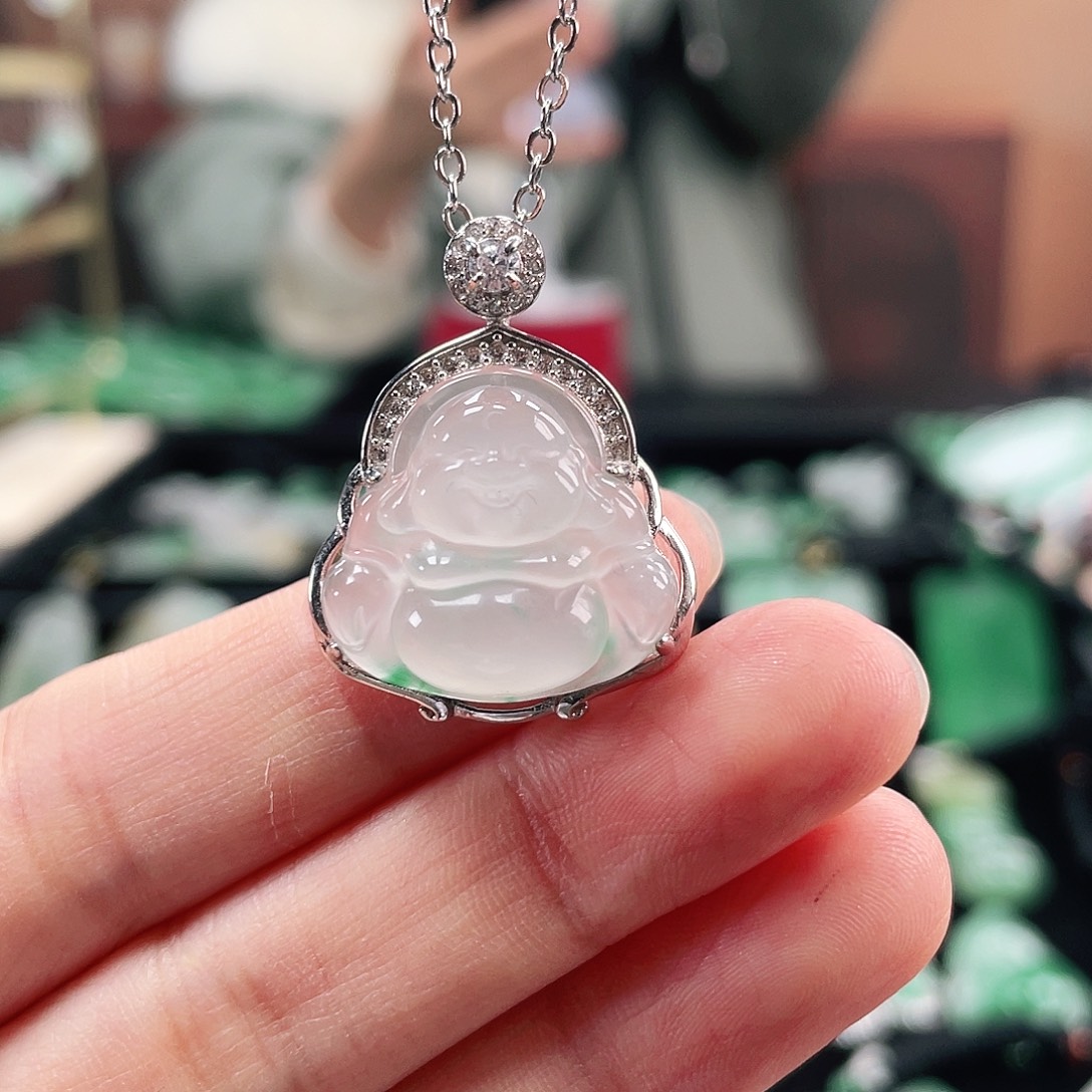 石英质玉银S925镶嵌吊坠(不含链)