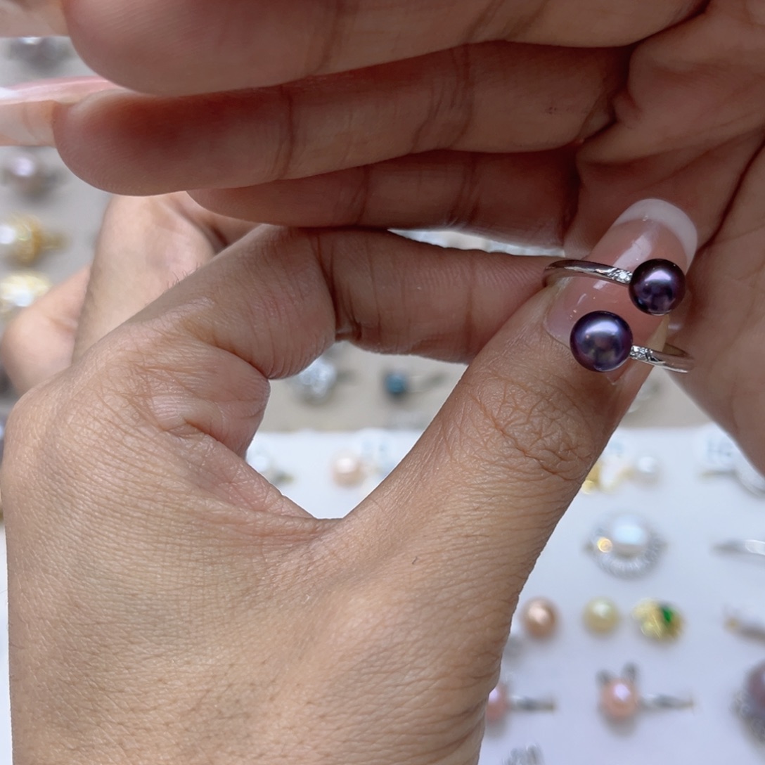 偏***你淡水珍珠戒指银S925镶嵌