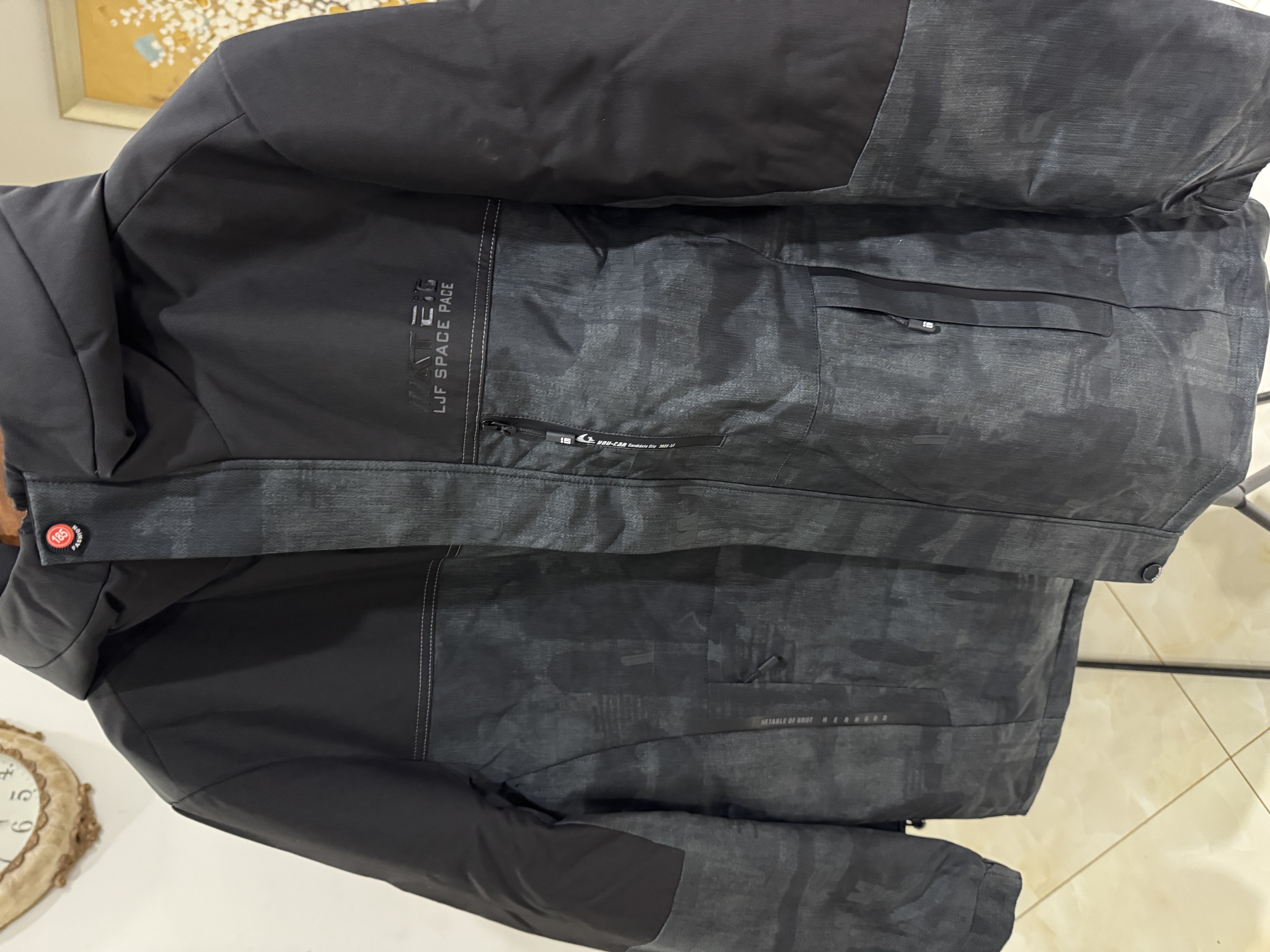 男士印花宽松型保暖拼色外套连帽