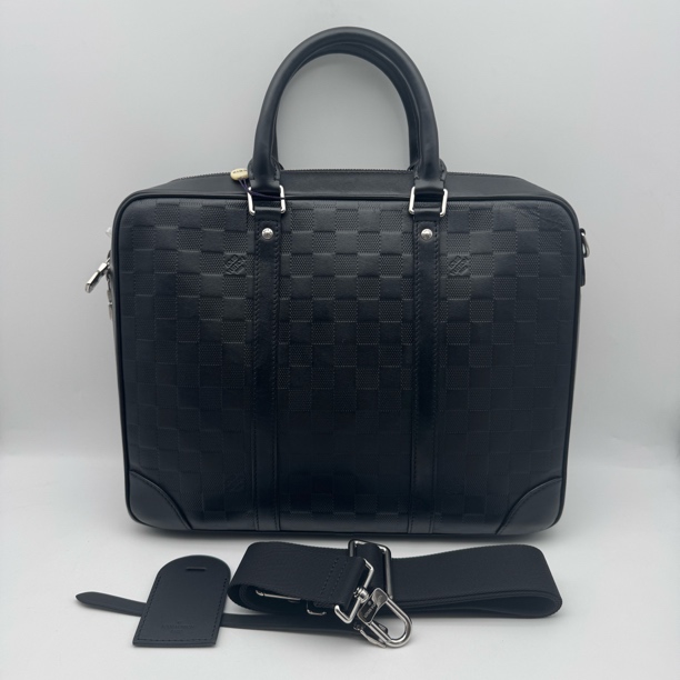 95新 LouisVuitton/路易威登 97新黑色压纹棋盘格公文包/芯片2590