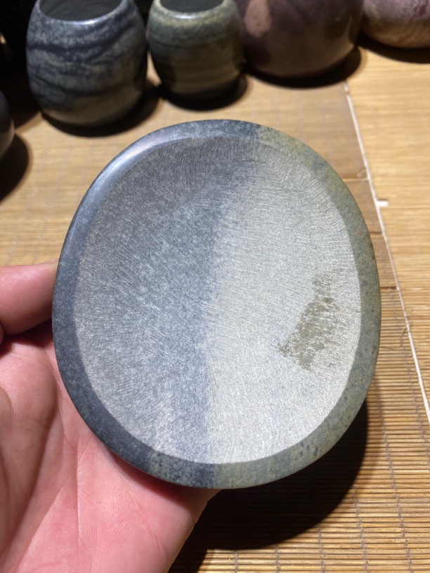 水墨石盆，口长9.8口宽8.4盆深1.8厘米，小型宠物盆，绿植盆