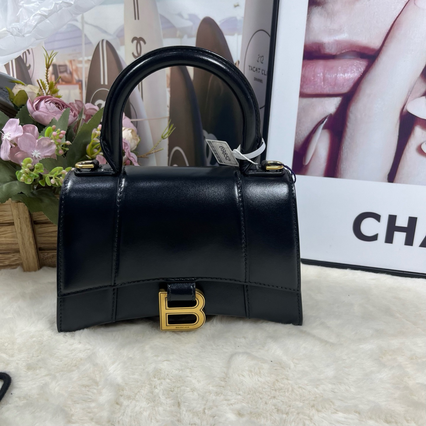 99新 Balenciaga/巴黎世家 黑金光面沙漏xs