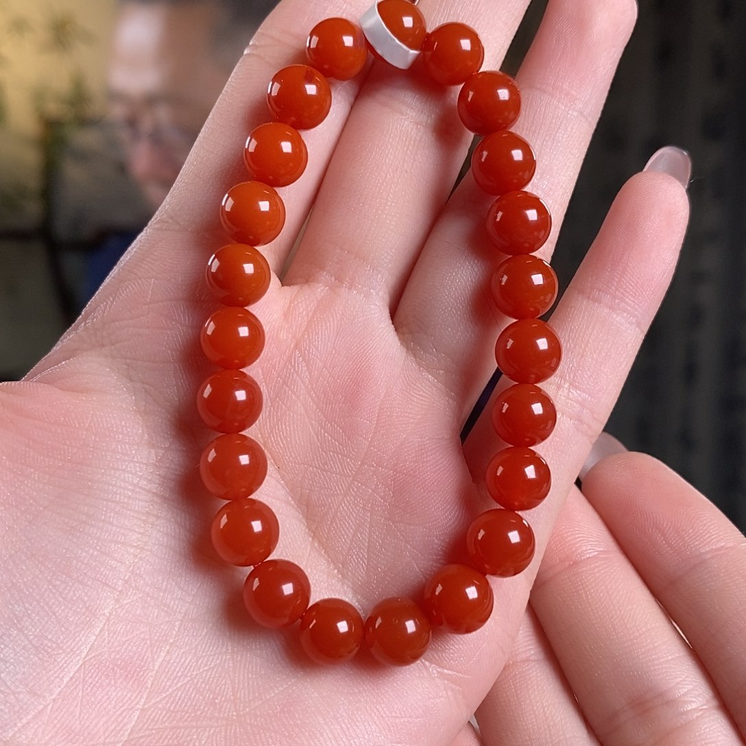 南红玛瑙未镶嵌手链原矿8mm s级别杨柳冰红