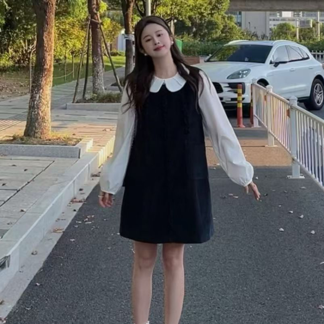 韩系文艺套装女2025秋季新款小个子设计感减龄衬衫连衣裙俩件套